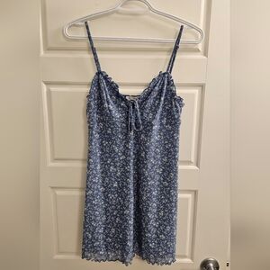 Light blue floral short summer dress